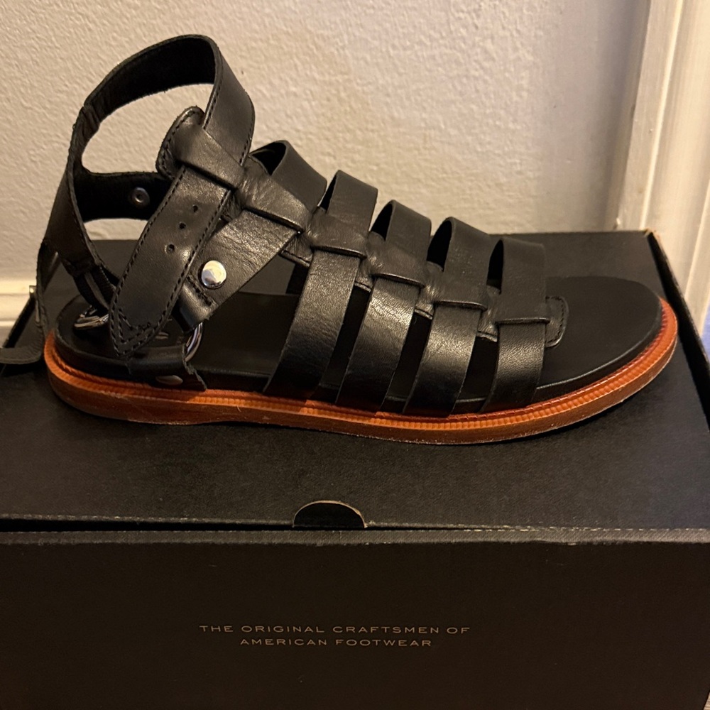 Frye Black Leather Gladiator Sandals